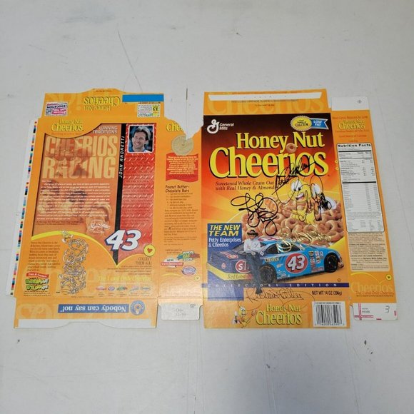 Honey Nut Cheerios Box w/ Richard, Kyle, Adam Petty, John Andretti Autographs